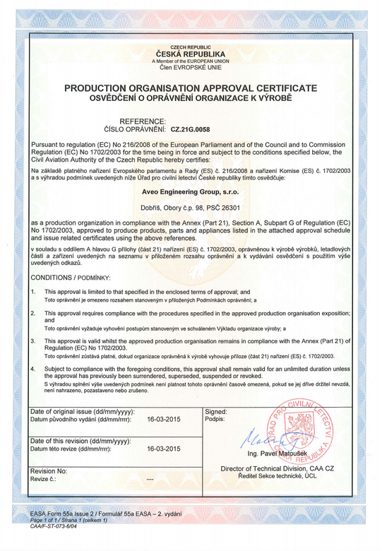 Aveo Engineering Awarded EASA Production Organization Approval (POA)