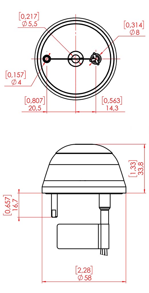 Anti-collision LED light - drawing Anti-collision LED light -drawing